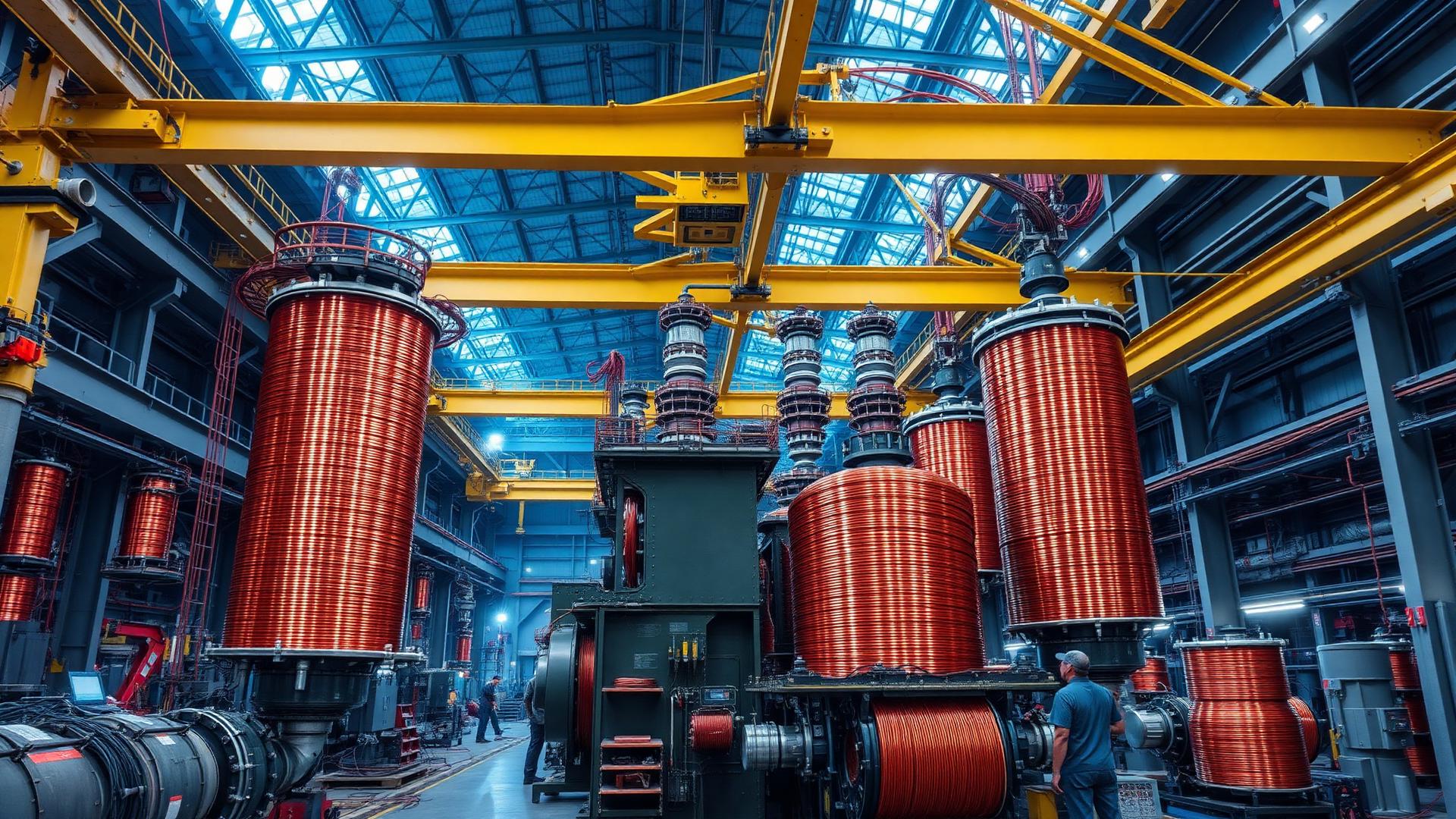 Power transformer manufacturing factory floor